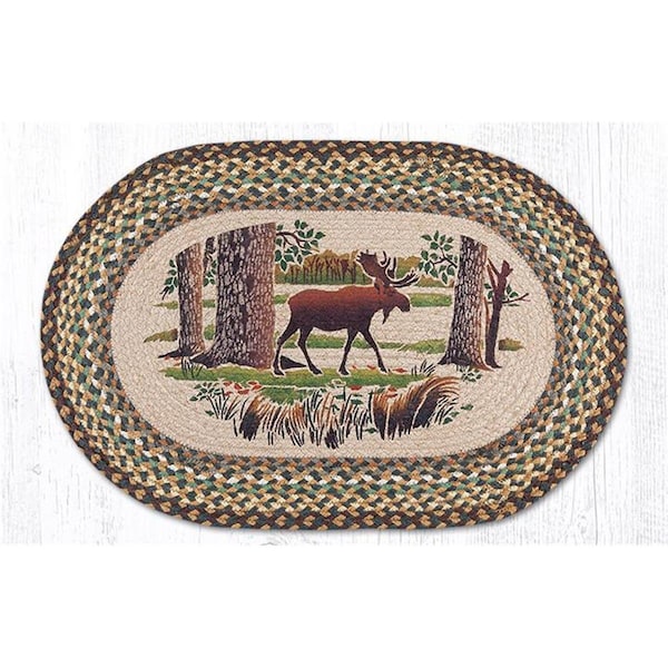 Palacedesigns 20 x 30 in. Moose Forest Oval Patch Rug PA2844600 - main